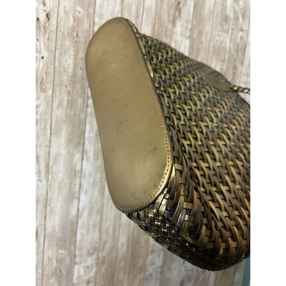 Vintage Franco Sarto Metallic Weave Genuine Leather Tote Satchel Handbag Purse - Picture 5 of 5